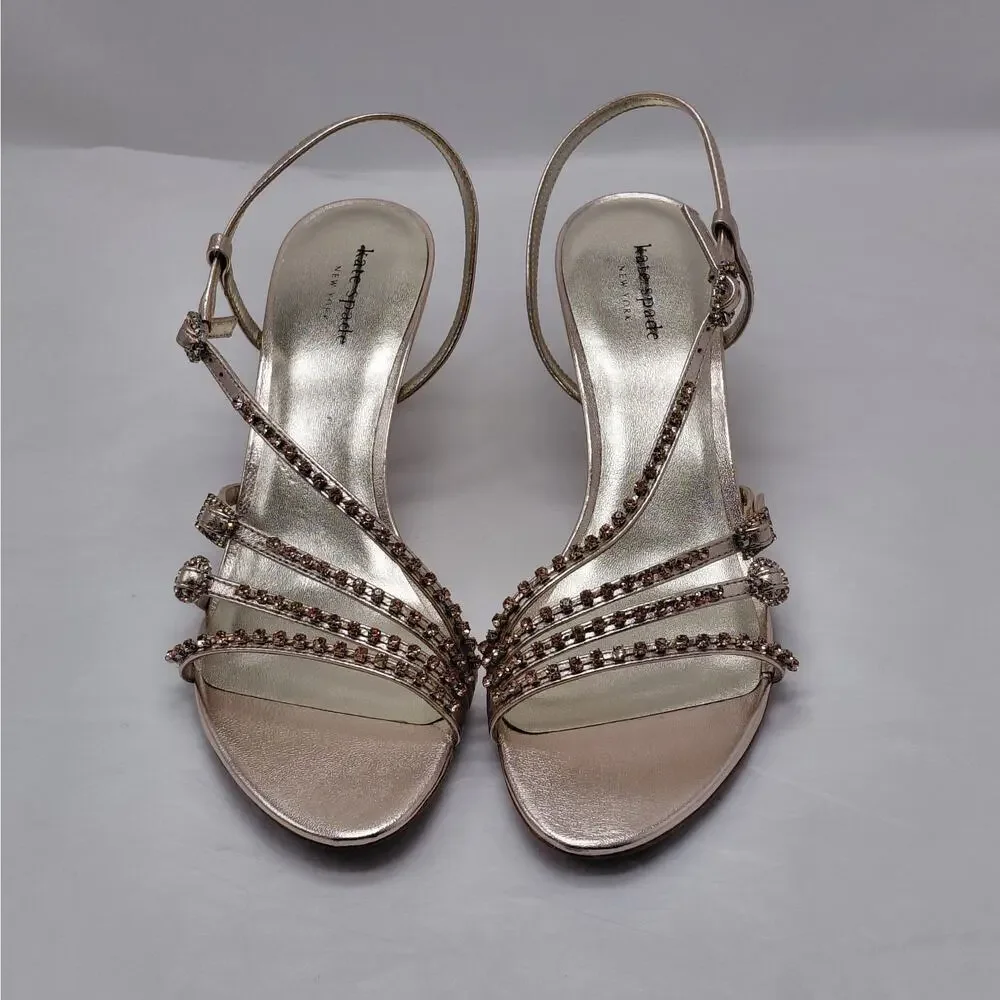 Kate Spade Heels Sandals Size 10 Rose Gold Rhinestone Evening Wedding Party